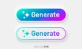 Set Button Ai Generate, Call for assistant help, image and text generator. Vector Illustration Royalty Free Stock Photo