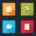 Set Button chat notification, Chat messages mobile, Speech bubble Exclamation and User manual icon. Vector
