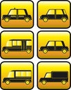 Set of buttons with cars silhouette