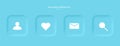 Set of buttons for designing user interface in blue. Elements, icons for mobile devices in the style of neumorphism, UI