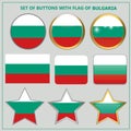 Set buttons with flag of Bulgaria. Illustration