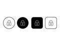 Set of buttons with lock icons. A collection of security symbols in line style. UI UX, web design, apps, authentication Royalty Free Stock Photo