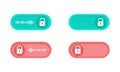 A set of buttons for locking and unlocking a smartphone. Red and green slider to unlock your phone. Vector illustration