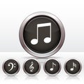 Set buttons with music note icon. Royalty Free Stock Photo