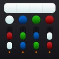 Set of buttons and switches in different colors Royalty Free Stock Photo