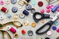 Set sewing accessories,top view Royalty Free Stock Photo