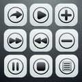 Set of buttons in white with black icons on them o Royalty Free Stock Photo