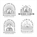 set of cabin or cottage line art logo vector illustration template icon design. bundle collection of cabin or cottage for rentals