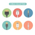 Set of Cable Collection Icon Royalty Free Stock Photo