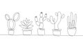 Set of cacti line vector concept Royalty Free Stock Photo