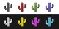 Set Cactus icon isolated on black and white background. Vector Royalty Free Stock Photo