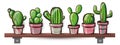 Set of cactus. Kawaii cacti.