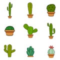 Set of cactus in a potplants Royalty Free Stock Photo