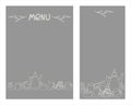 Set of cafe menu templates with place for your text. Decorated with hand drawn cups, pots, glasses, cakes, pastry