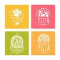 Set of cafe pizzeria labels or badges. Banners with vector pizza Royalty Free Stock Photo