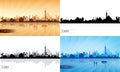 Set of Cairo city skyline silhouettes