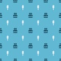 Set Cake with burning candles and Ice cream on seamless pattern. Vector