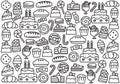 Set of cake and dessert doodle vector illustration with cute design Royalty Free Stock Photo