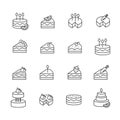 Set of cake dessert icon. Birthday party concept isolated on white background Royalty Free Stock Photo