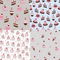 Set of cake seamless patterns