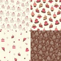 Set of cake seamless patterns