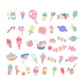 Set of Cakes and ice cream vector element. Birthday Party Elements Royalty Free Stock Photo