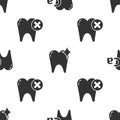 Set Calcium for tooth, Tooth whitening concept and Tooth with caries on seamless pattern. Vector