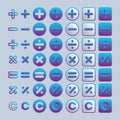 Set of calculator buttons signs and symbols for applications. Royalty Free Stock Photo