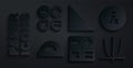 Set Calculator, Function mathematical symbol, Protractor, Graph, schedule, chart, diagram, Triangle and icon. Vector