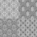 Set of 4 caleidoscopic mosaic ornamental seamless pattern Royalty Free Stock Photo