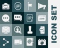 Set Calendar with email, Chat messages notification on phone, Website template, Location marker, Speech bubble chat