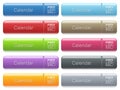 Set of calendar glossy color captioned menu buttons