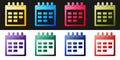 Set Calendar icon isolated on black and white background. Vector Royalty Free Stock Photo