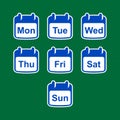 Set of calendar icons with days of the week. Simple design Royalty Free Stock Photo