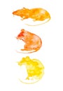 Set for calendar of three abstract rats. Symbol of 2020 new year.Set for autumn season:September,October,November. Watercolor