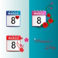 Set calendars 8 March blue Royalty Free Stock Photo