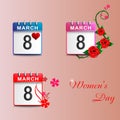 Set calendars 8 March pink Royalty Free Stock Photo