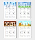 Set calendars for seasons of the year 2017 Royalty Free Stock Photo