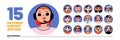 Set of call center operators avatar, round icons