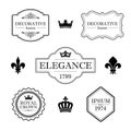 Set of calligraphic flourish design elements - fleur de lis, crowns, frames and borders - decorative vintage style Royalty Free Stock Photo