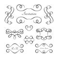 Set of calligraphic vignettes and flourishes Royalty Free Stock Photo