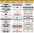 set of calligraphic vintage elements borders of different shapes and colors Royalty Free Stock Photo