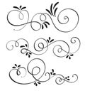 Set of calligraphy flourish art with vintage decorative whorls for design. Vector illustration EPS10 Royalty Free Stock Photo