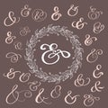 Set of Calligraphy lettering vintage decoration ampersands for letters and invitation. Hand drawn type. Vector