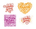 Set of calligraphy text Thank you for Happy Thanksgiving Day. Holiday Family Positive quotes lettering. Postcard or Royalty Free Stock Photo