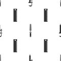 Set Calliper or caliper and scale, Chisel tool for wood and Ruler on seamless pattern. Vector