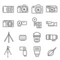 Set of Camera icons on white background