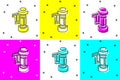 Set Camera vintage film roll cartridge icon isolated on color background. 35mm film canister. Filmstrip photographer Royalty Free Stock Photo