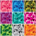 Set of camouflage fabric patterns - different colors. Royalty Free Stock Photo