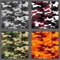 Set of camouflage seamless patterns background. Classic clothing style masking camo repeat print. Green,brown,black,olive,blue,oce Royalty Free Stock Photo